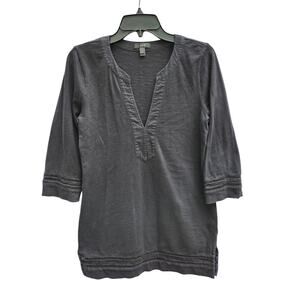 J. Crew Black Cotton 3/4 Sleeve Tunic - Women's Size Small